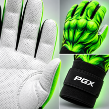 Gamma Crush batting glove white pitted leather palm, muscular backhand and long cuff details