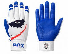 PGX Cool Blue Smiley batting gloves front and blue grip palm