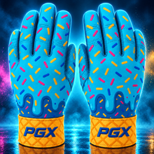 PGX Ice Cream Drip long cuff batting gloves on a premium blue studio background