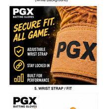 PGX Power Stones long cuff batting gloves secure wrist fit detail