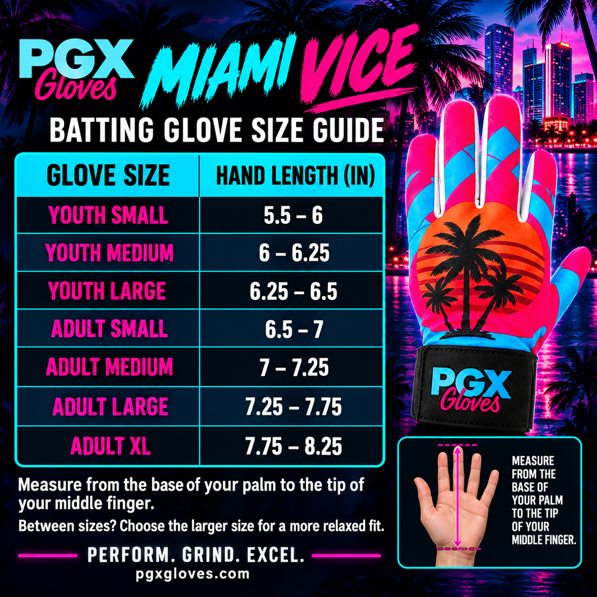 Miami Vice Long Cuff Batting Gloves